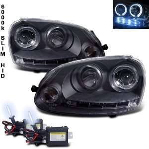   Xenon HID Kit+06 08 Vw Golf Jetta Halo LED Projector Head Lights Lamp