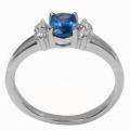   Silver Created Blue and White Sapphire Fashion Ring  
