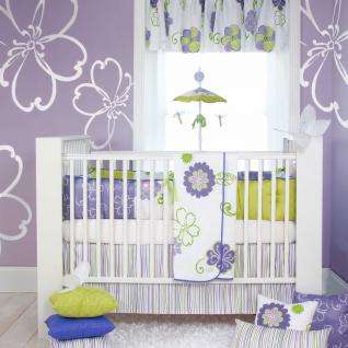   Green Flower Baby Girl Nursery 3pc Crib Bedding Set 763872418303