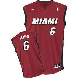 LeBron James Miami Heat Red Youth Replica Adidas NBA Jersey  