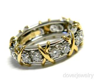 Tiffany & Co Schlumberger Diamond 18K Gold Platinum Band Ring NR 
