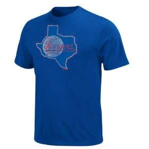 Texas Rangers Royal Silver Era Retro Logo T Shirt  Sports 