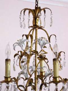 8569   Stunning Italianate Florentine Gold Chandelier with Crystals