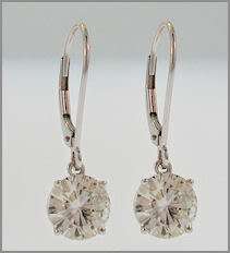 SPARKLING MOISSANITE JEWELS DANGLE FROM A SLEEK HINGED LEVERBACK 