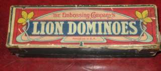 The Embossing Companys Antique Lion Dominoes in Original Box (28 ttl 