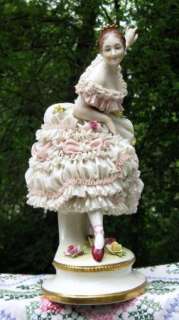 Large Volkstedt Dresden porcelain Lace Ballerina figurine 13 Tall 