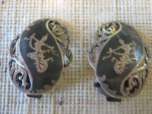 SIAM STERLING NIELLO EARRINGS CLIP ON AWESOME LQQK  