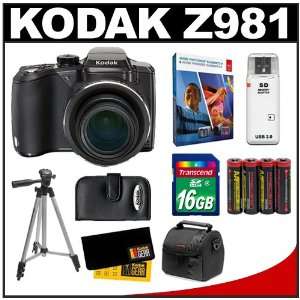  Kodak EasyShare Z981 Digital Camera (Black) with + 16GB 
