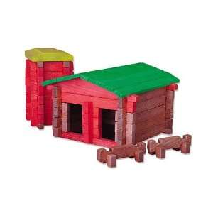  Deluxe Wooden Log Building Set with Canvas Sack, 250 