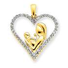 goldia 14k Gold Mother and Baby Diamond Heart Pendant