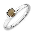   Silver Stackable Expressions Polished Smokey Quartz Ring Size 9