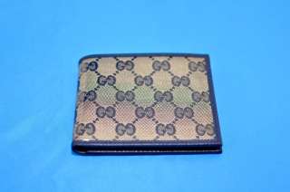 300 GUCCI Mens Navy Blue Bifold Crystal Coated Canvas/Leather Large 