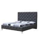 InSassy Bolero Black Leatherette Platform King Bed with Button Tufted 