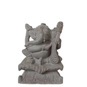  Ganesh Playing Bina Hand Carved Stone Ganesha Statue 4 