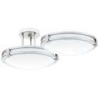   Fluorescent Ceiling Fixture with White Acrylic Globe, Brushed Nickel