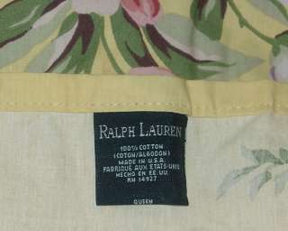 Ralph Lauren Brooke Yellow Floral Queen Flat Sheet   EUC  