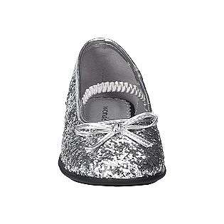 Toddler Girls Allondra Glitter Ballet Flat   Silver  WonderKids Shoes 