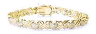 Gold Plated Sterling Silver Heart Link Bracelet ~ 7  