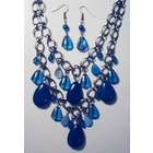 Cubozoa Cobalt blue glass and stone bead chandelier necklace and 