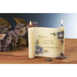   Pearl Blue Personalized Scroll Candle   Large