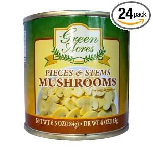 Green Acres Mushrooms, Pieces & Stems, 4 Ounce Cans (Pack of 24 