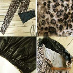 Leopard Velvet&Leather Look Tights Leggings Pants p013  