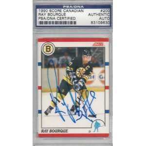 Ray Bourque Autographed 1990 Score Canadian Card PSA/DNA Slabbed 