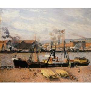  Oil Painting The Port of Rouen Unloading Wood Camille 