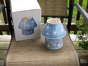 Lg Russ Berrie Holiday Stoneware Candle Lamp Votive Holder w Shade 