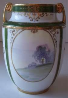 Vintage NIPPON Hand Painted 6 1/2 Vase w/Cottage & Country Scenes 