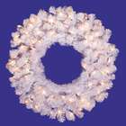    Lit Crystal White Spruce Artificial Christmas Wreath   Clear Lights