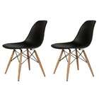 Interior Trade Modern Set of 2 Black Eiffel Side Chair Wood Dowel Base 
