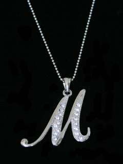 LETTER INITIAL ALPHABET NECKLACE CLEAR CRYSTALS LARGE  