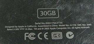 Apple iPod 30GB Black 5th Gen MA146LL/A AS IS A1136  