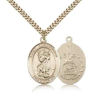  Gold Filled St. Saint Christopher / Air Forc Medal Pendant 