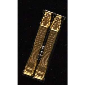  Harmony Jewelry Double Neck Steel Guitar Pin   Gold and 