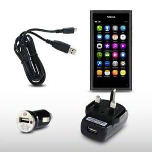 NOKIA N9 USB MAINS ADAPTER & USB MINI CAR CHARGER ADAPTOR WITH MICRO 