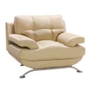   Cappucino Leather Chair with Square Stitching Pattern