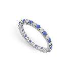 FineJewelryVault Diamond and Blue Sapphire Eternity Band  14K White 