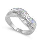   Ring in Lab Opal   White Opal, Clear CZ   Ring Face Height 9mm, Size
