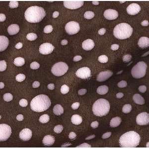  60 Wide Minky Dots Brown/Baby Pink Fabric By The Yard 