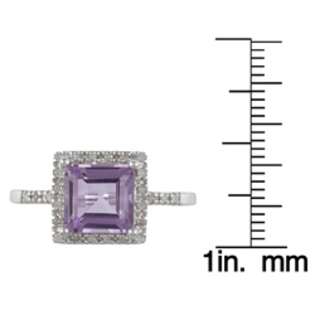 White Gold Amethyst and Diamond Ring (1/10 TDW)  Designer Diamonds.net 