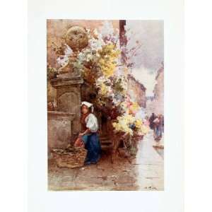  1905 Color Print Spanish Steps Piazza Di Spagna Rome Italy 