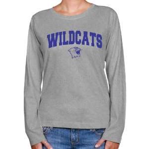  Northwestern Wildcats Ladies Ash Logo Arch Long Sleeve 