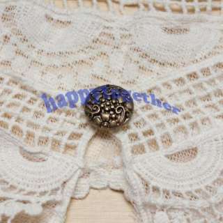 Vintage White Hollow Flower Lace with Button False Collar for Sweater 