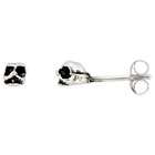 Sabrina Silver Tiny Sterling Silver Distorted Skull Stud Earrings