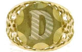 MENS 10K YELLOW GOLD INITIAL LETTER D CIRCLE RING  