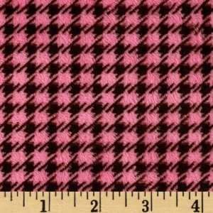  60 Wide Minky Cuddle Houndstooth Brown/Hot Pink Fabric 