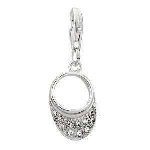  Clear Crystal Sun Hat Dangle Sterling Silver Clasp Pendant 