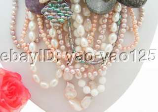 Charming Pearl&Agate&Jasper&Crystal Necklace  